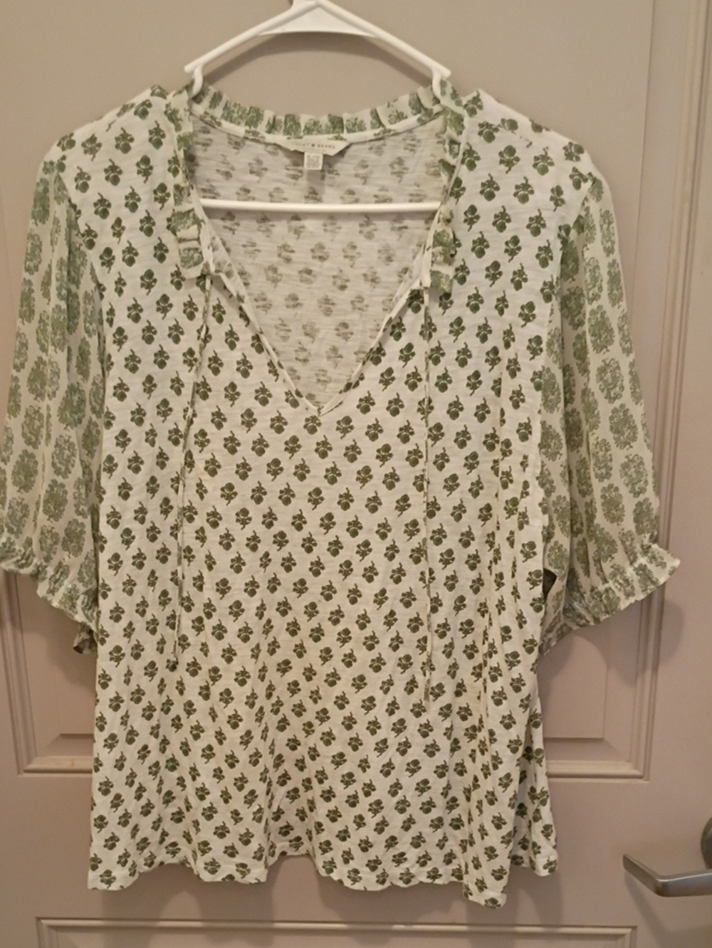 Lucky Brand White&Green Floral Modal Blend Tunic Size XL